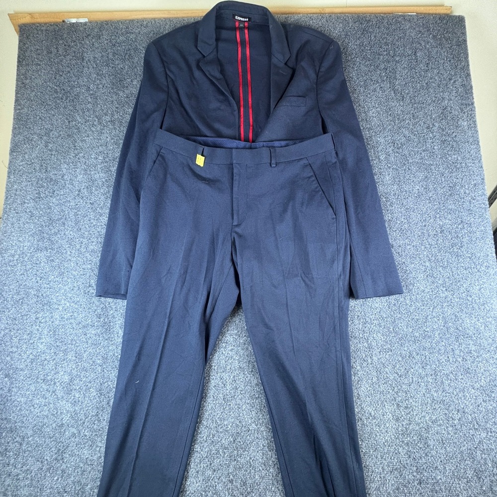 Express Performance Extra Slim Navy Blue‎ Suit Set 38R/32x32 Two Button Stretch